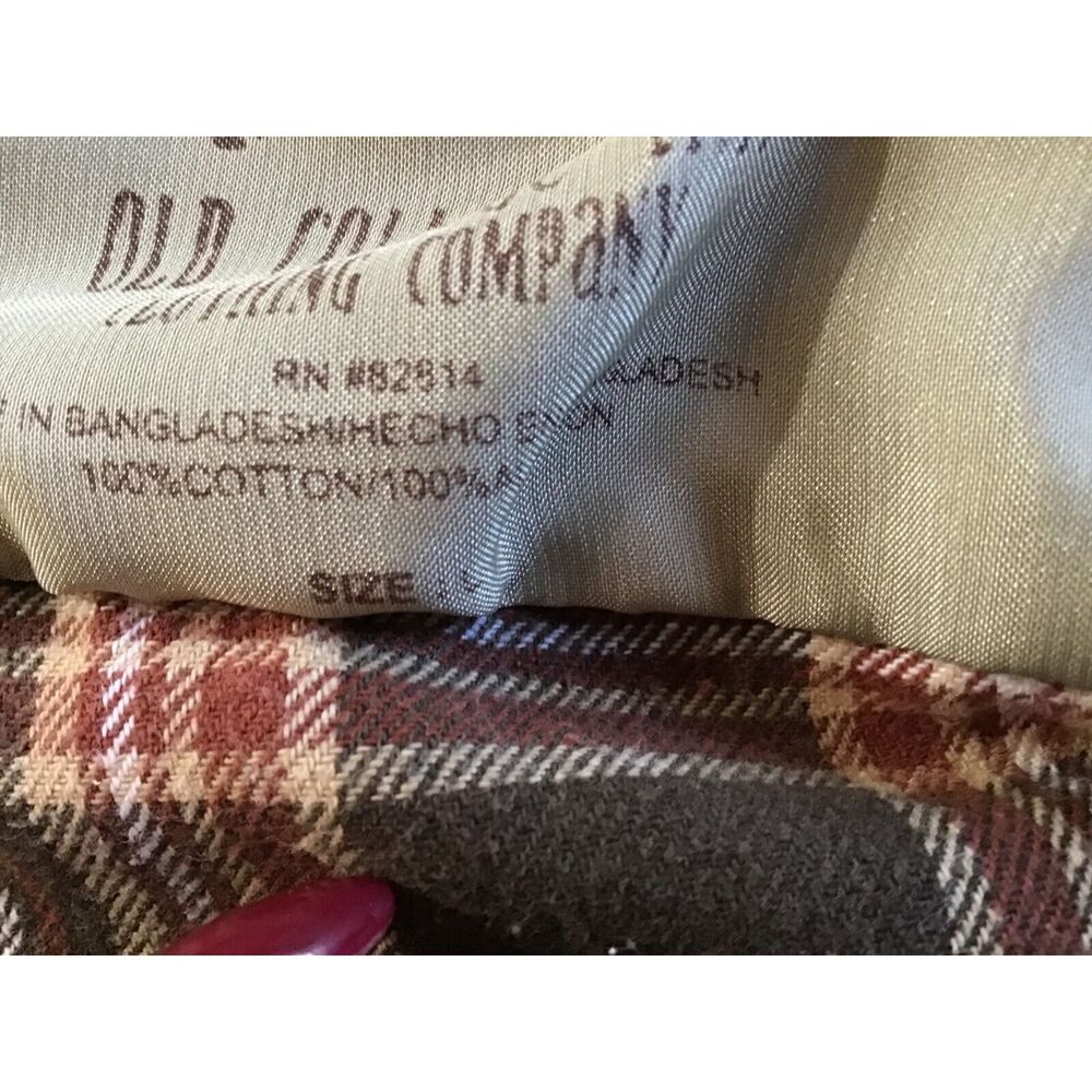 Old Country Inn Brown Plaid Flannel Shirt Size L 100% Cotton Western Outdoors - Picture 5 of 6